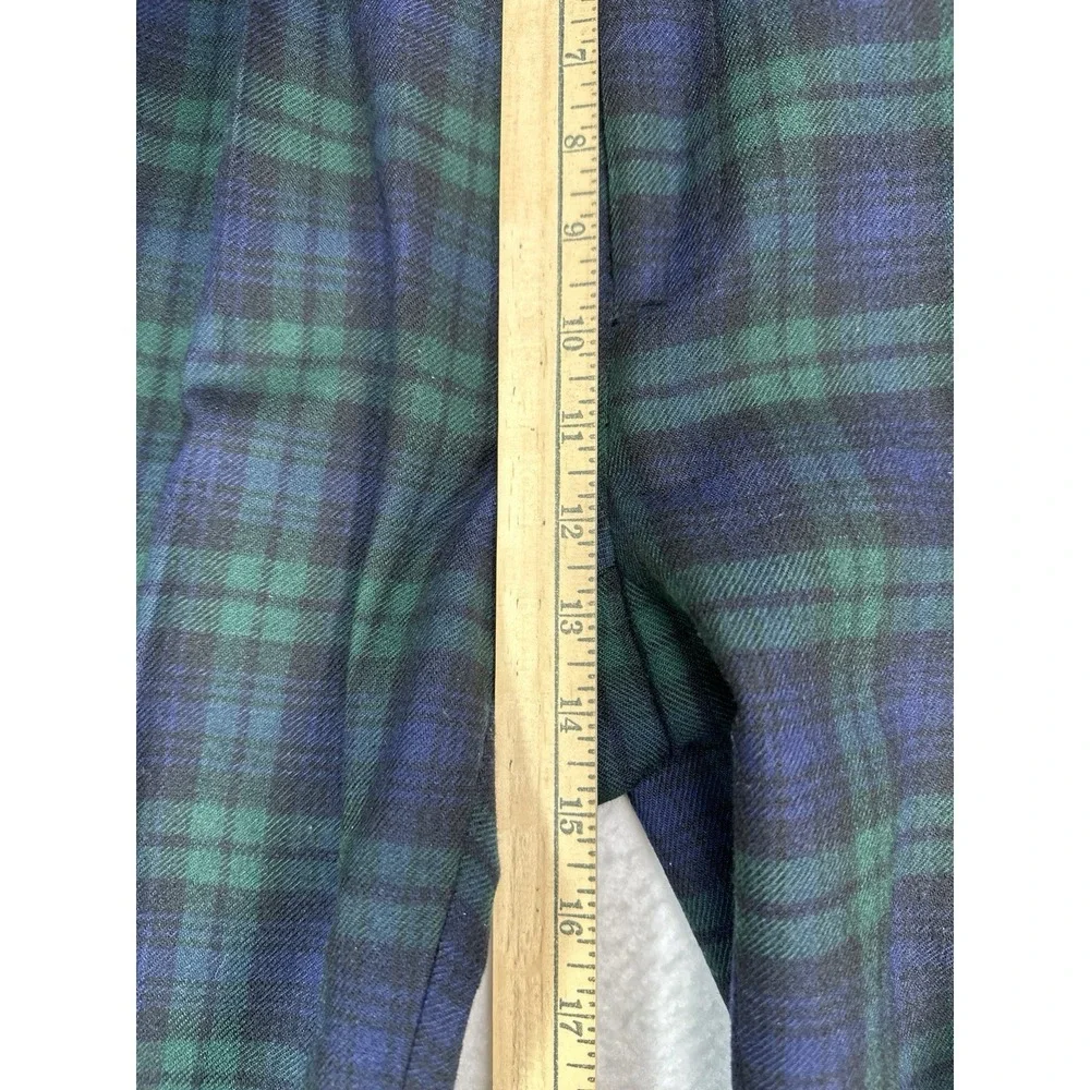 Vtg Jos A Bank Mens 32x28 Green Blue Plaid 100% Wool Dress Pleat Pants USA Made